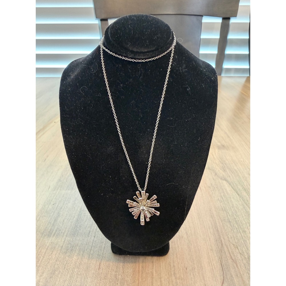 Boho Sunburst Pendant Necklace Women Silver Rhinestone Celestial Star Y2K Cosmic